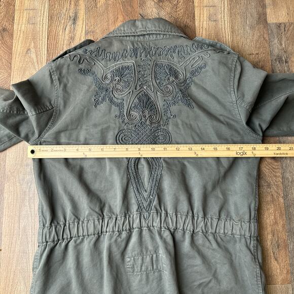 See By Chloe Paris Denim Jacket Women's Size 10 Green Boho Hippie Embroidered - Picture 8 of 11